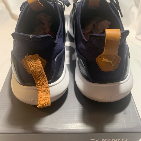 Puma Ignite NXT Lace Peacoat-Gold-White Waterproof Spikeless Golf Shoe Men 11.5 - Picture 10 of 12